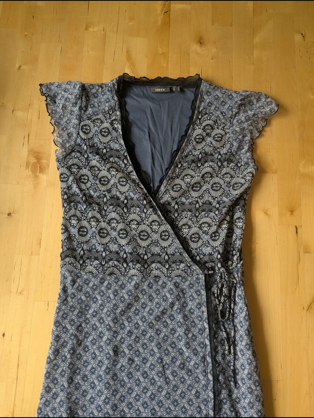 Mexx Wrap-Style Blue Patterned Women’s Dress XS - Picture 3 of 10